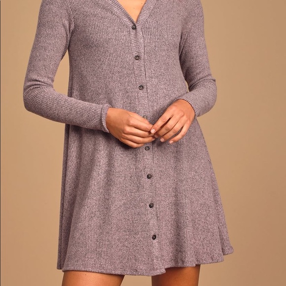 Heather Lavender Button-Front Sweater Dress - Picture 2 of 5
